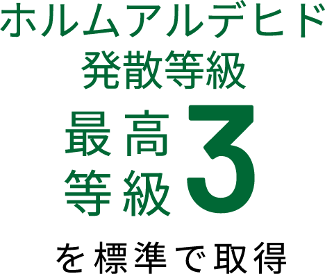 ホルムアルデヒド発散等級 等級3を標準で取得