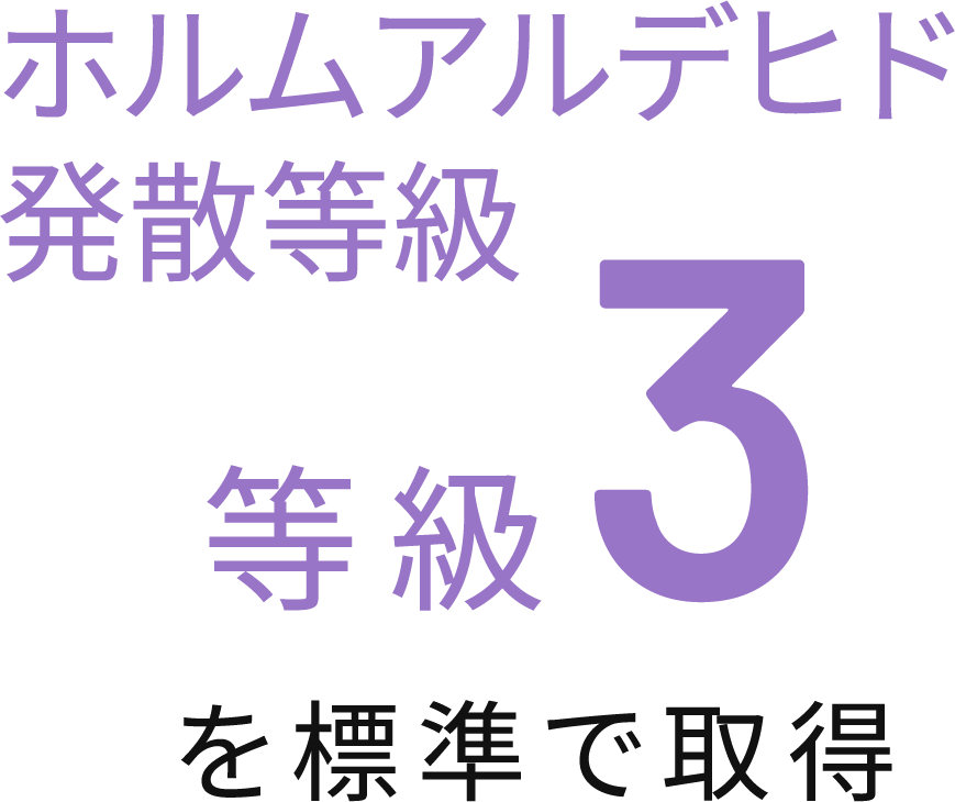 ホルムアルデヒド発散等級 等級3を標準で取得