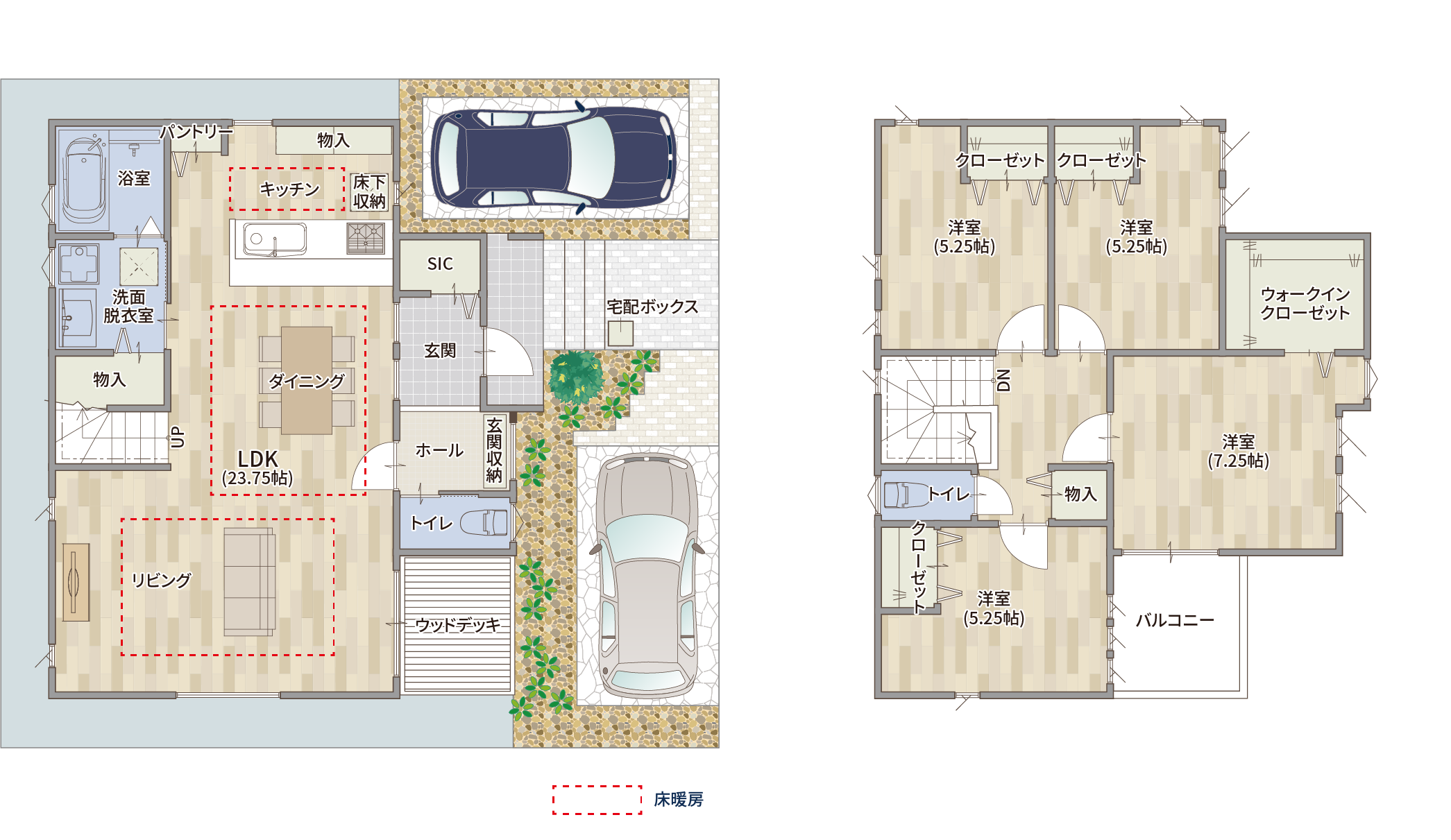 1 階 2 階