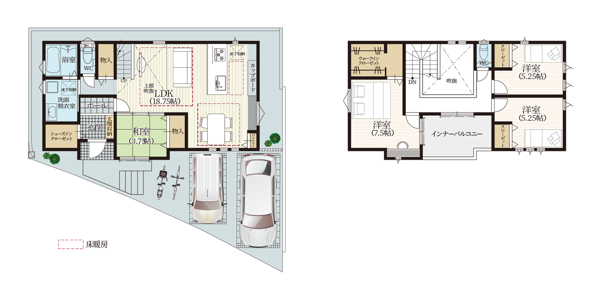 1 階 2 階